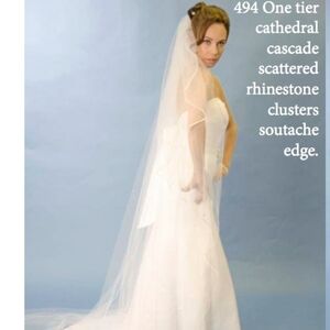 Ansonia Bridal Veil One Tier Cathedral Rhinestone
